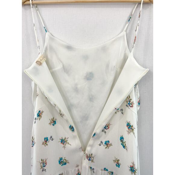 Altar'd State White Mini Floral Mini Dress size Small Ruffle Knot Front Tiered - Picture 6 of 6